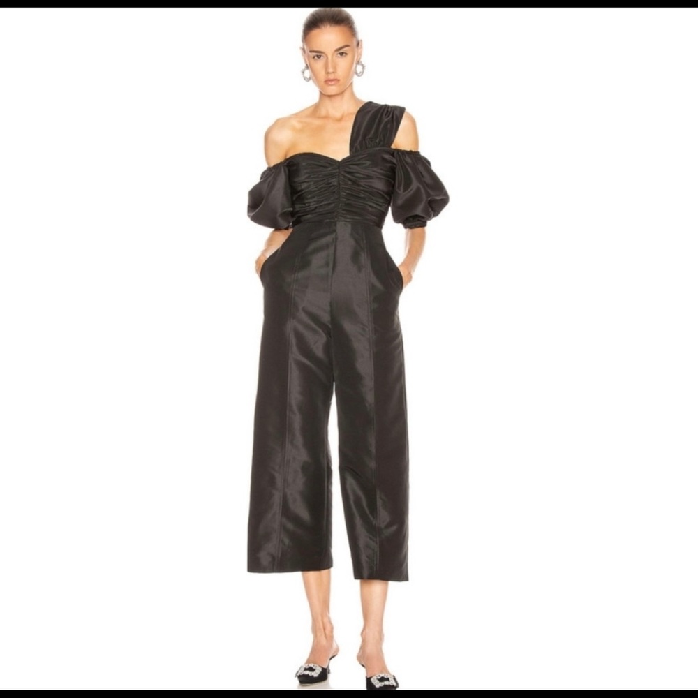 Self Portrait Black Taffeta jumpsuit NWT
